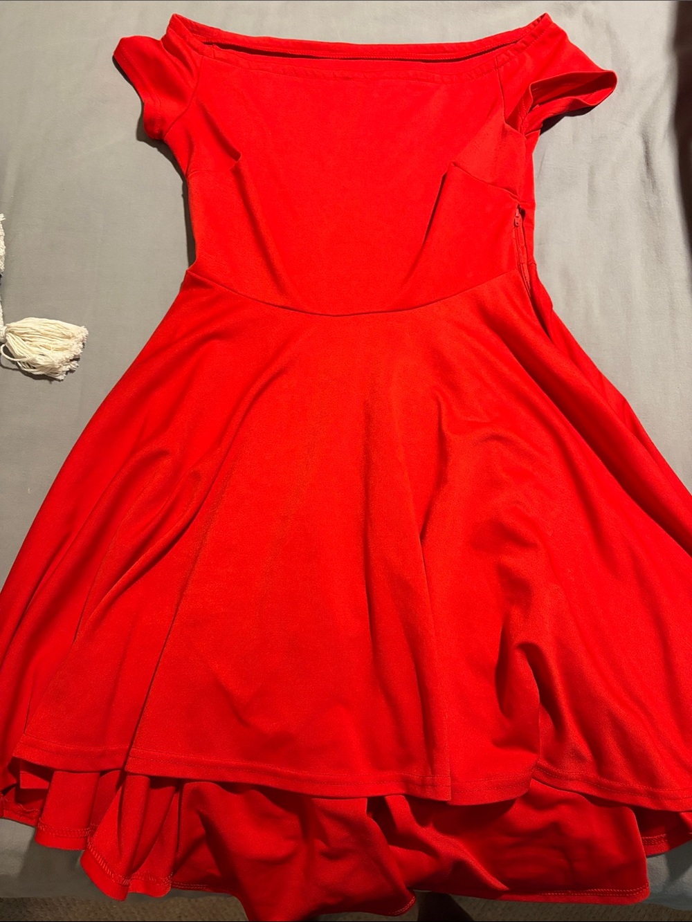 Women’s Elegant Red Off-Shoulder High-Low / Skater Dress SZ S